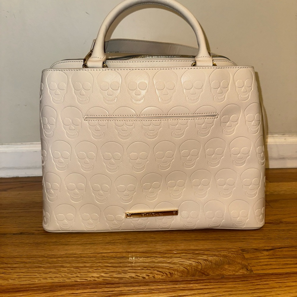 Cream Skull Embossed Handbag